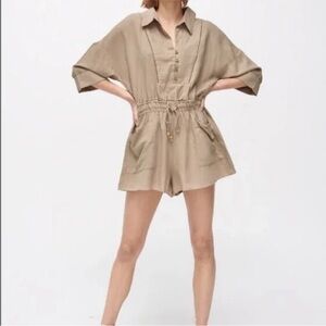 NWOT Zara Linen Blend Oversized Romper